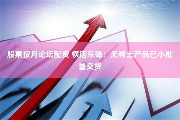 股票按月论坛配资 横店东磁：无稀土产品已小批量交货